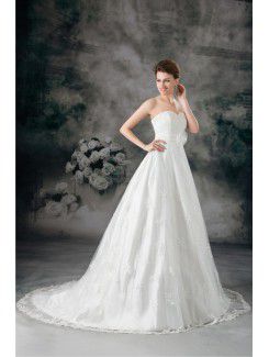 Lace Scoop Sweep Train A-line Wedding Dress