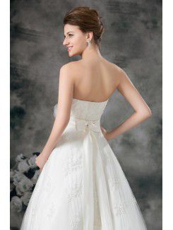 Lace Scoop Sweep Train A-line Wedding Dress