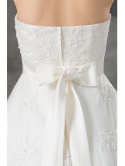 Lace Scoop Sweep Train A-line Wedding Dress