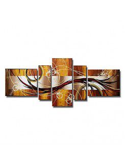 Hand-painted Abstract Oil Painting with Stretched Frame-Set of 5