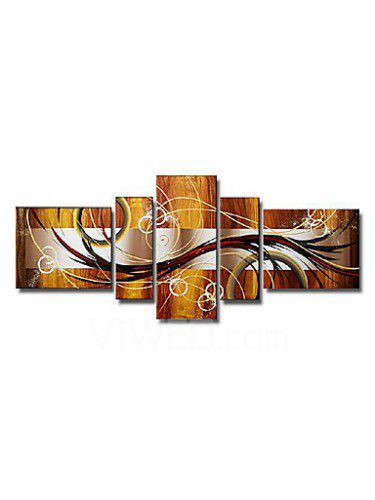 Hand-painted Abstract Oil Painting with Stretched Frame-Set of 5