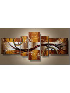 Hand-painted Abstract Oil Painting with Stretched Frame-Set of 5