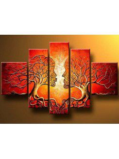 Hand-painted Kiss Oil Painting with Stretched Frame-Set of 5