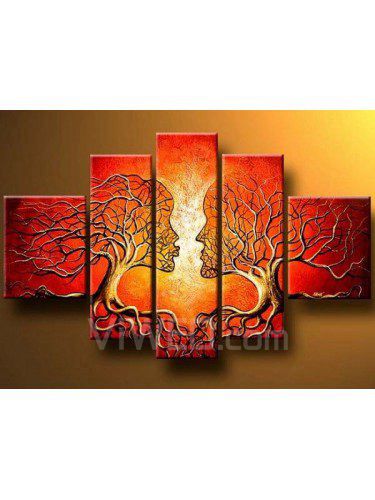 Hand-painted Kiss Oil Painting with Stretched Frame-Set of 5