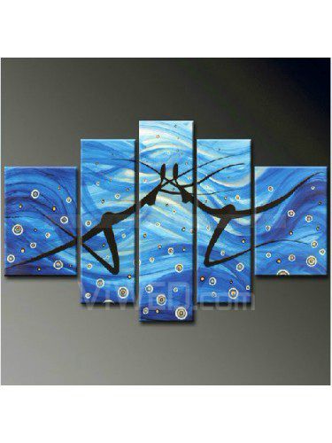 Hand-painted Abstract Oil Painting with Stretched Frame-Set of 5