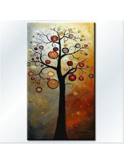 Hand-painted Abstract Oil Painting with Stretched Frame-16" x 32"