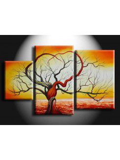 Hand-painted Tree Oil Painting with Stretched Frame-Set of 3