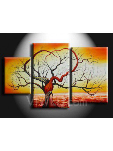 Hand-painted Tree Oil Painting with Stretched Frame-Set of 3