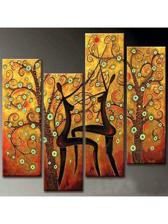 Abstract Hand-painted Oil Painting with Stretched Frame-Set of 4