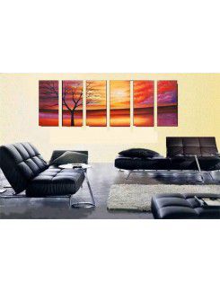 Hand-painted Tree Oil Painting with Stretched Frame-Set of 6