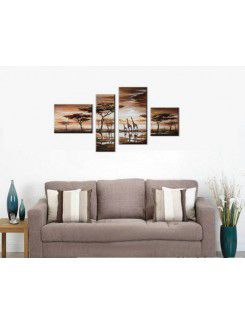 Hand-painted Landscape Oil Painting with Stretched Frame-Set of 4