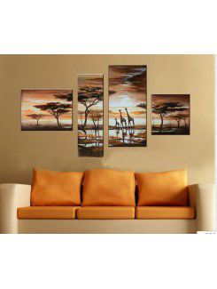 Hand-painted Landscape Oil Painting with Stretched Frame-Set of 4