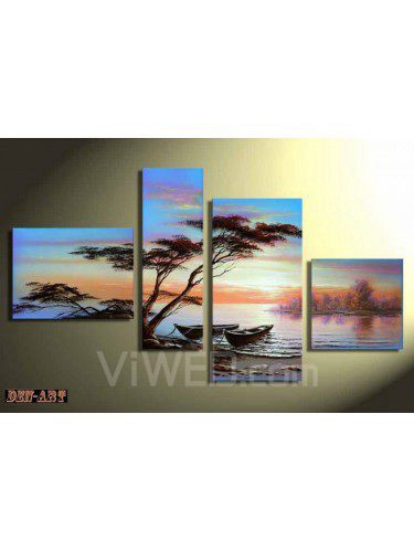 Hand-painted Tree Oil Painting with Stretched Frame-Set of 4