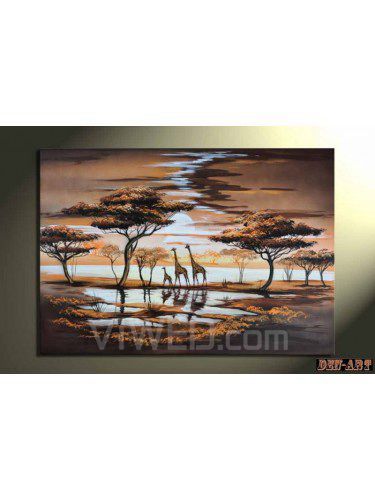 Met de hand geschilderde olieverf met gestrekte frame-afrikaanse landschap-24 " x 40 "