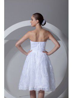 Satin and Lace Strapless Knee Length Corset Wedding Dress