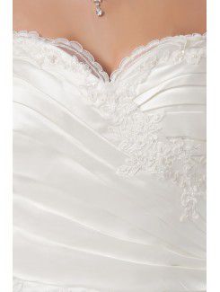 Satin Sweetheart Sheath Sweep Train Embroidered Wedding Dress