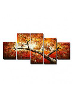 Hand-painted Landscape Oil Painting with Stretched Frame-Set of 5