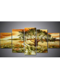 Hand-painted Tree Oil Painting with Stretched Frame-Set of 5