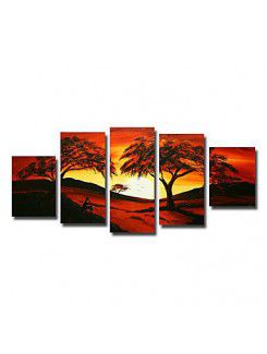 Hand-painted Tree Oil Painting with Stretched Frame-Set of 5