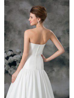 Satin Sweetheart Sweep Train A-line Embroidered Wedding Dress