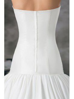 Satin Sweetheart Sweep Train A-line Embroidered Wedding Dress