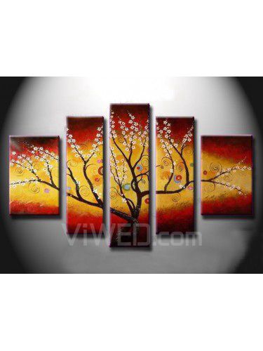 Hand-painted Flower Oil Painting with Stretched Frame-Set of 5