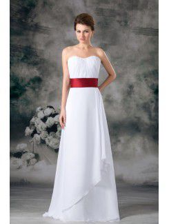 Chiffon Scoop Floor Length A-line Sash Wedding Dress