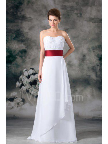 Chiffon Scoop Floor Length A-line Sash Wedding Dress