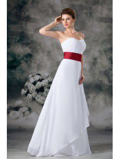 Chiffon Scoop Floor Length A-line Sash Wedding Dress