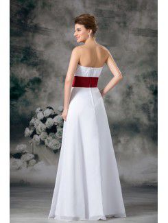 Chiffon Scoop Floor Length A-line Sash Wedding Dress