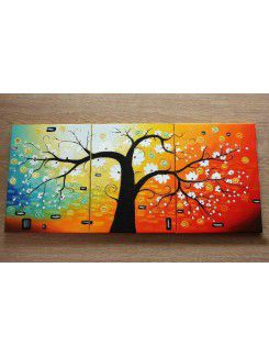 Peint à la main peinture à l' arbre d'huile avec cadre étiré-jeu de 3