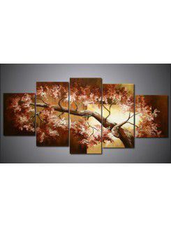 Hand-painted Tree Oil Painting with Stretched Frame-Set of 5