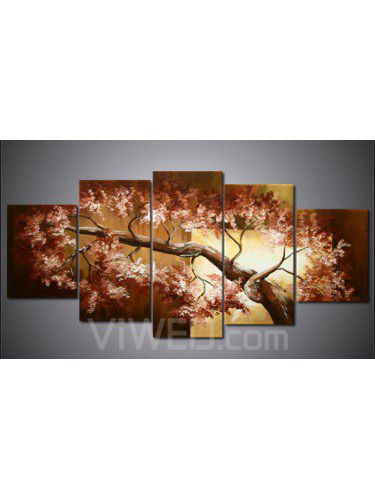 Hand-painted Tree Oil Painting with Stretched Frame-Set of 5