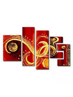 Hand-painted Abstract Oil Painting with Stretched Frame-Set of 5