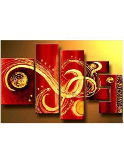 Hand-painted Abstract Oil Painting with Stretched Frame-Set of 5