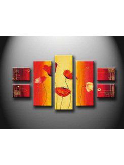 Hand-painted Abstract Oil Painting with Stretched Frame-Set of 7