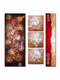 Hand-painted Abstract Oil Painting with Stretched Frame-Set of 5