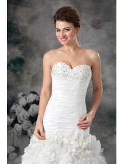 Taffeta Sweetheart Sweep Train A-line Embroidered Wedding Dress