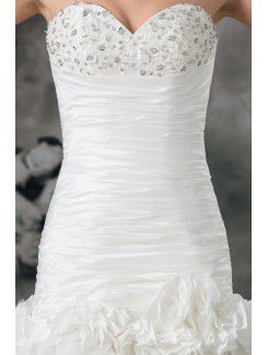 Taffeta Sweetheart Sweep Train A-line Embroidered Wedding Dress