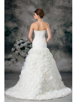 Taffeta Sweetheart Sweep Train A-line Embroidered Wedding Dress