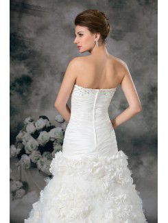 Taffeta Sweetheart Sweep Train A-line Embroidered Wedding Dress