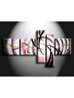 Hand-painted Abstract Oil Painting with Stretched Frame-Set of 5