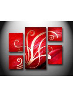 Hand-painted Abstract Oil Painting with Stretched Frame-Set of 5