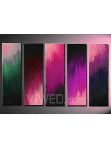 Hand-painted Abstract Oil Painting with Stretched Frame-Set of 5