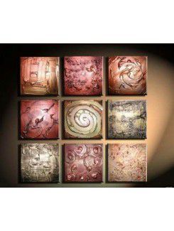 Hand-painted Abstract Oil Painting with Stretched Frame-Set of 9