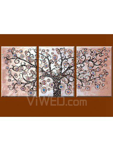 Hand-painted Tree Oil Painting with Stretched Frame-Set of 3