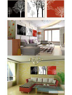 Hand-painted Abstract Oil Painting with Stretched Frame-Set of 3