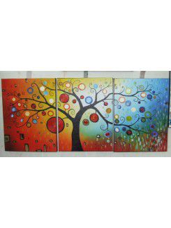 Hand-painted Tree Oil Painting with Stretched Frame-Set of 3