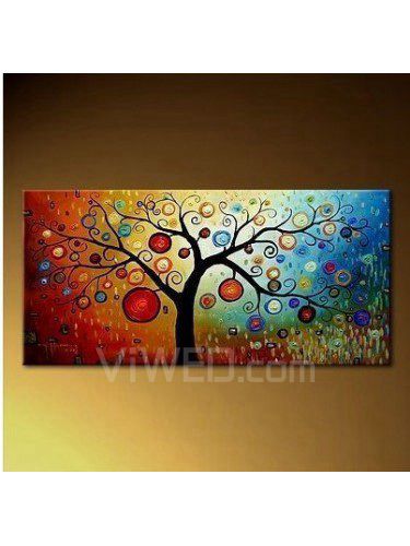 Hand-painted Tree Oil Painting with Stretched Frame-20" x 40"