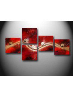 Hand-painted Abstract Oil Painting with Stretched Frame-Set of 4